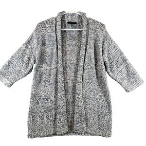 Banana Republic Open Front Cardigan Sweater Blue White Marled Womens Size Small